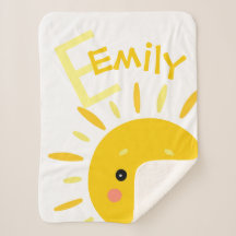 Cute Bright Yellow Sun Monogram Name Baby