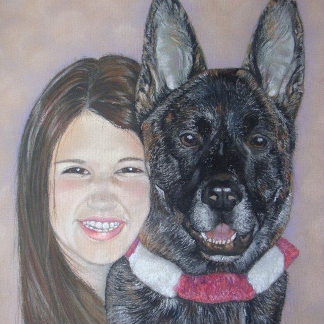 Cute brindle akita cuddling his best friend (Creator Uploaded)