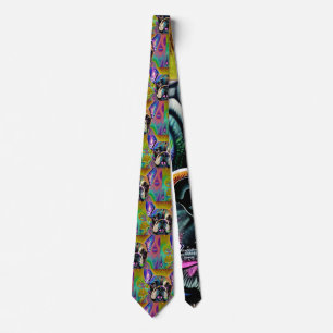 Cute Brindle French Bulldog Necktie