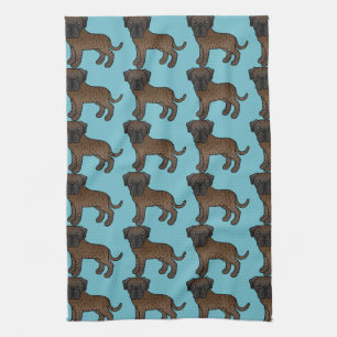 Cute Brindle Old English Mastiff Dogs Pattern Kitchen Towel
