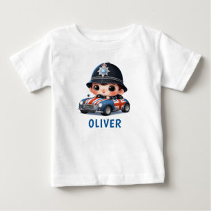 Cute British Police Kid Driving Baby T-Shirt