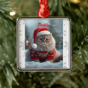 Cute British Shorthair Cat Christmas Personalized  Metal Ornament
