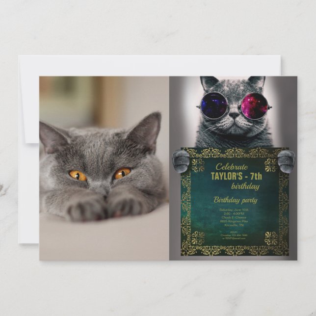 Cute British Shorthair cat Invitation (Front)