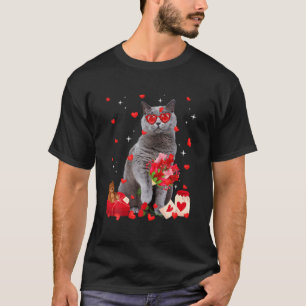 Cute British Shorthair Cat Valentine Fun Cat Dad C T-Shirt
