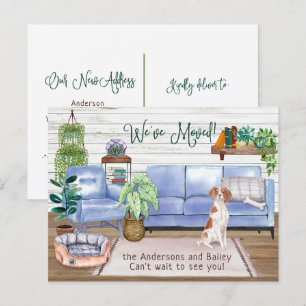 Cute Brittany Spaniel Cozy New Home Moving        Announcement Postcard
