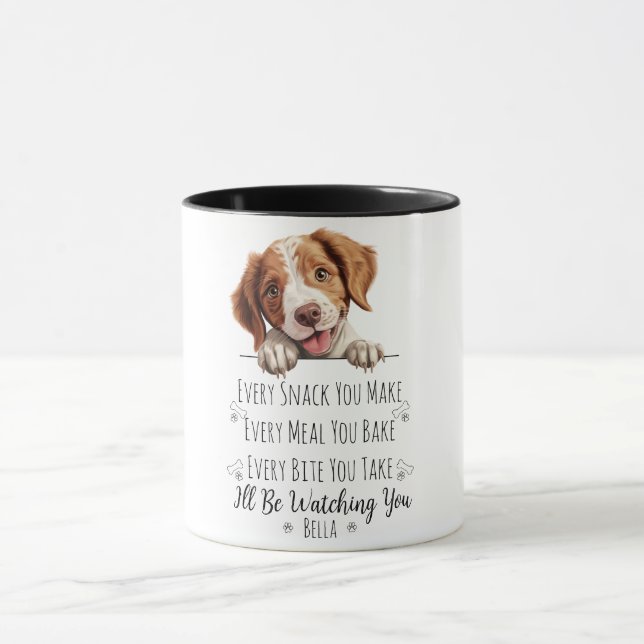 Cute Brittany Spaniel Dog Funny Custom Mug (Center)