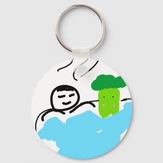 Cute Broccoli in Hot Springs Keychain