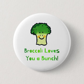 Cute Broccoli Pun Cartoon Design 2 Inch Round Button