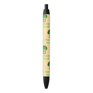 Cute Broccoli Pun Cartoon Design Black Ink Pen