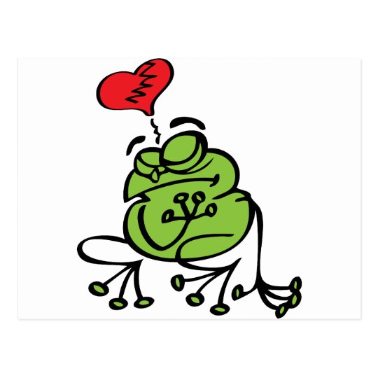 Cute Broken Heart, Anti Valentine's Day Frog Postcard