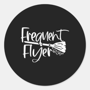 Cute Broomstick Frequent Flyer Witch Halloween Classic Round Sticker