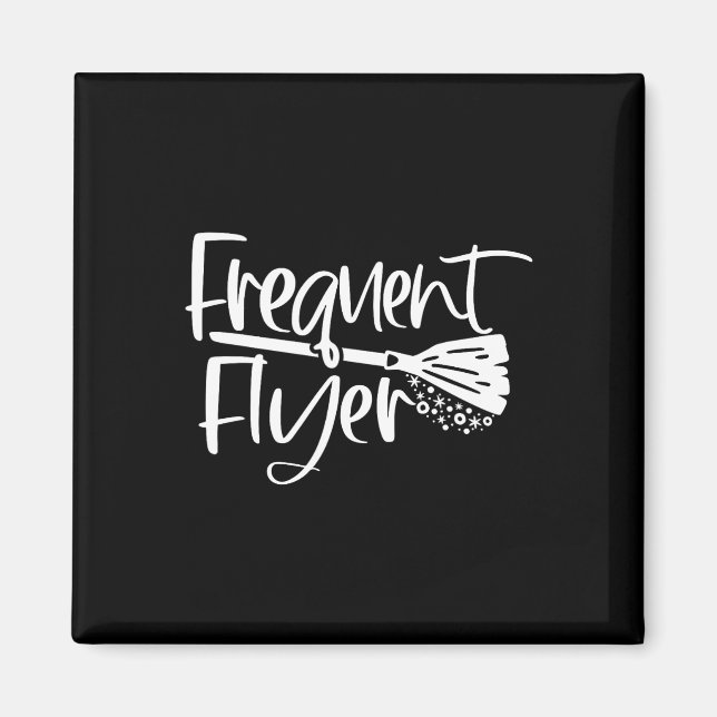 Cute Broomstick Frequent Flyer Witch Halloween  Magnet (Front)