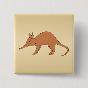 Cute Brown Aardvark 2 Inch Square Button