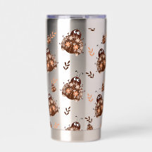 Cute Brown and Beige Ladybug and Flower Pattern
