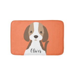 Cute brown and white dog portrait bath mat
