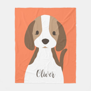 Cute brown and white dog portrait fleece blanket
