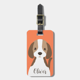 Cute brown and white dog portrait luggage tag