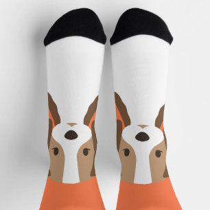 Cute brown and white dog portrait socks