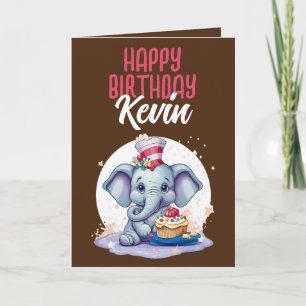 Cute Brown and White Elephant Son Birthday Card