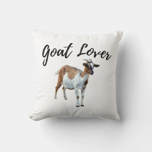 Cute Brown and White Goat  Throw Pillow