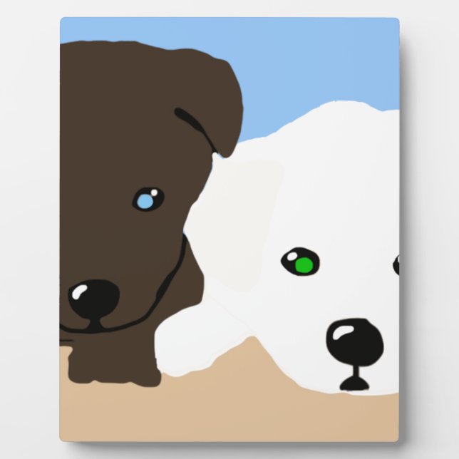 Cute brown and white Labrador puppy art gifts Plaque (Front)