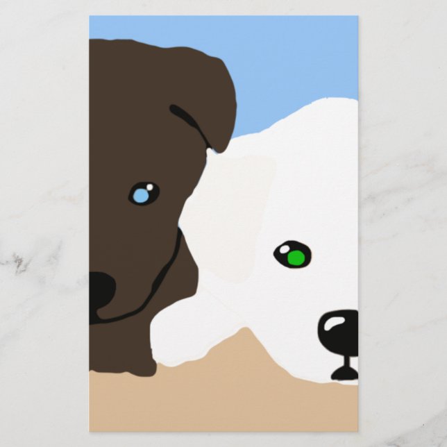 Cute brown and white Labrador puppy art gifts Stationery (Front)