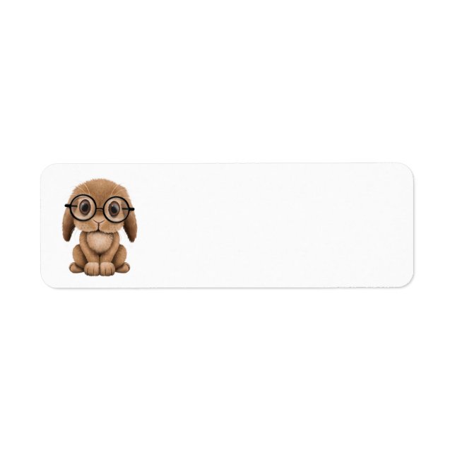 Cute Brown Baby Bunny Wearing Glasses (Front)