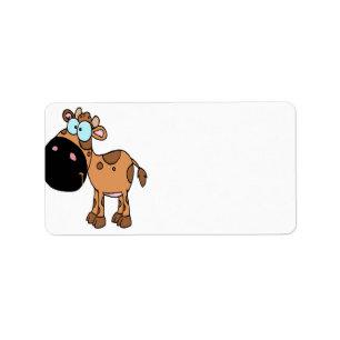 cute brown baby cow calf label