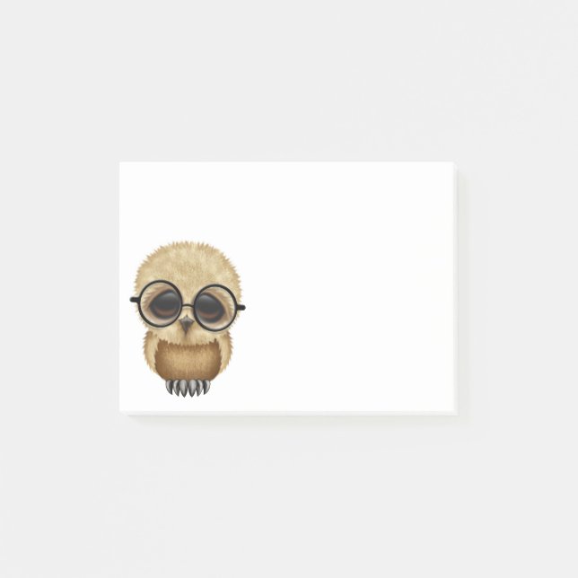 Cute Brown Baby Owl Wearing Glasses Post-it Notes (Front)