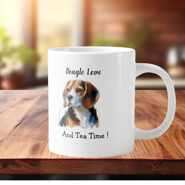 Cute Brown beagle Personalize Large Coffee Mug (Creator Uploaded)