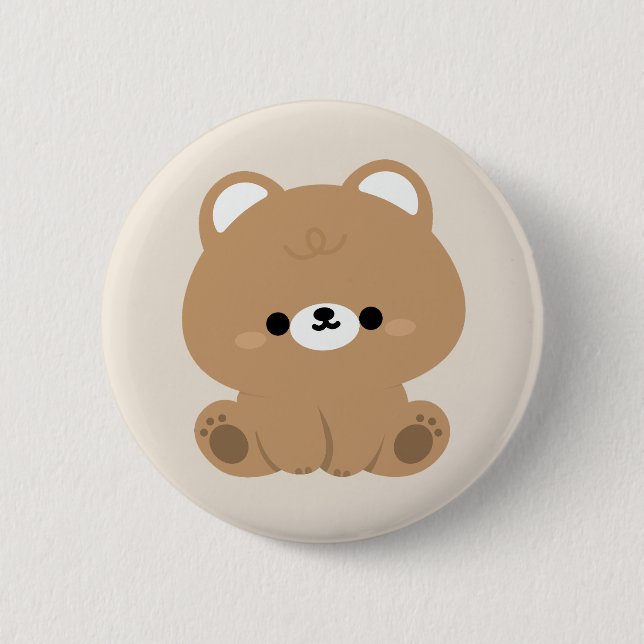 Cute Brown Bear 2 Inch Round Button (Front)