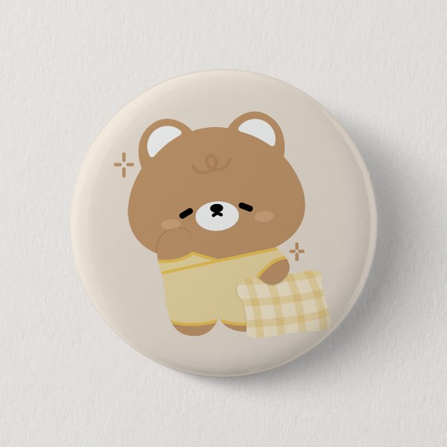 Cute Brown Bear 2 Inch Round Button (Front)