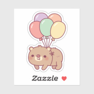 Cute Brown Bear and Balloons