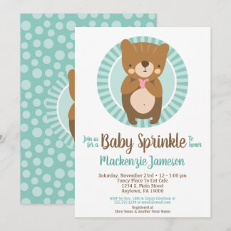 Cute Brown Bear Baby Sprinkle Invitation Neutral
