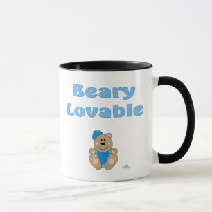 Cute Brown Bear Blue Baseball Cap Beary Lovable Mug