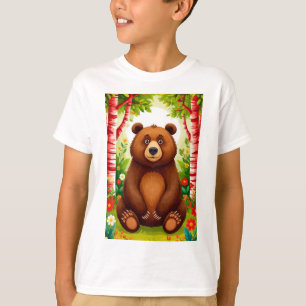 Cute Brown Bear Cartoon T-Shirt