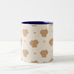 Cute Brown Bear Couple Two-Tone Coffee Mug