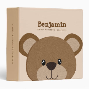 Cute Brown Bear Face Kids Binder