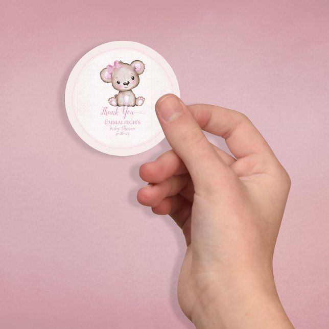 Cute Brown Bear For Girl Favour Thank You Classic Round Sticker (Creator Uploaded)