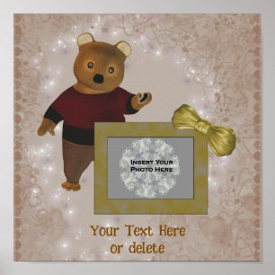 Cute Brown Bear Frame Personalized Photo Poster