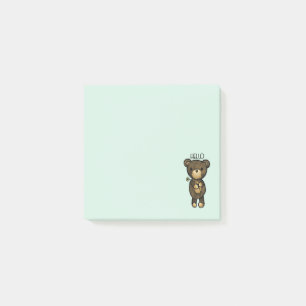 Cute Brown Bear Holding a Yellow Flower Post-it Notes