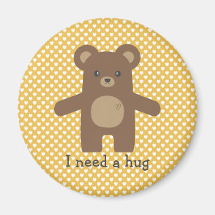 Cute Brown Bear Hug Magnet