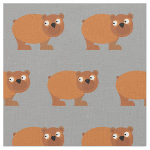 Cute Brown Bear Kid Baby Nursery Grey Fabric