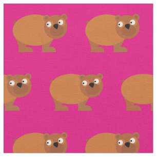 Cute Brown Bear Kid Baby Nursery Hot Pink Fabric