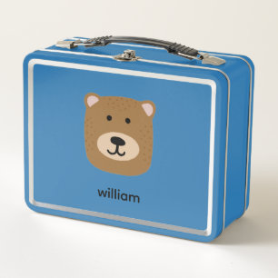 Cute brown bear metal lunch box