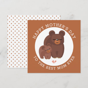 Cute brown bear mother with baby Mothers Day  Holiday Card