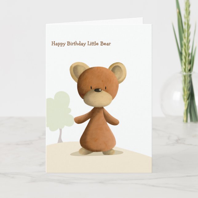 Cute Brown Bear Personalized Happy Birthday Kids Card (Front)