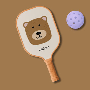 Cute brown bear pickleball paddle