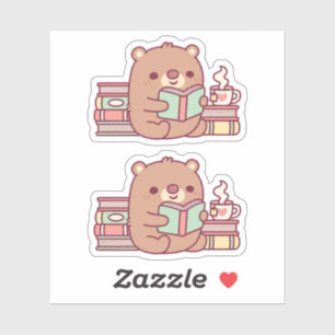 Cute Brown Bear Reading A Book