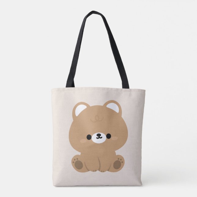 Cute Brown Bear Tote Bag (Back)